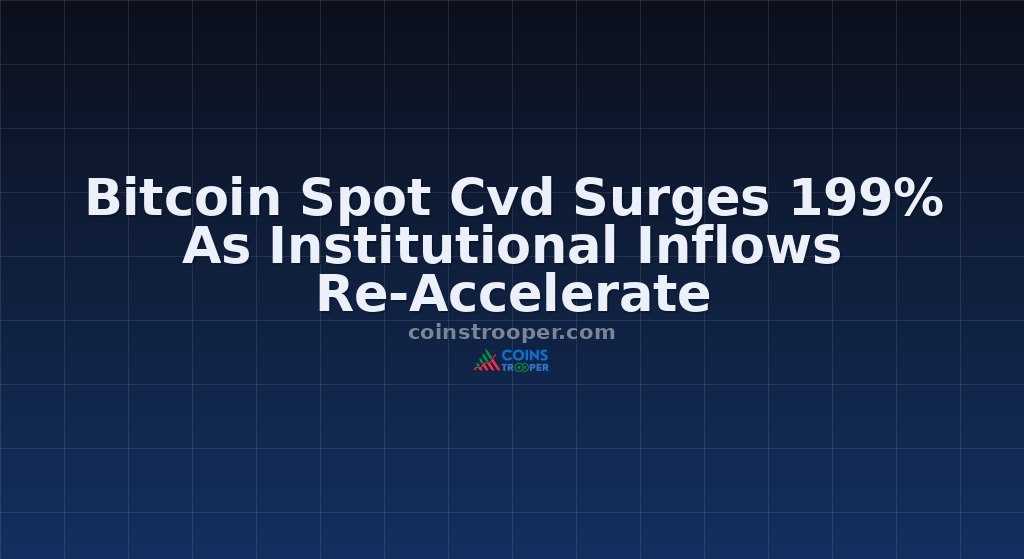 Bitcoin Spot Cvd Surges 199% As Institutional Inflows Re-Accelerate