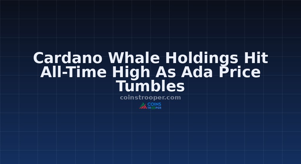 Cardano Whale Holdings Hit All-Time High As Ada Price Tumbles