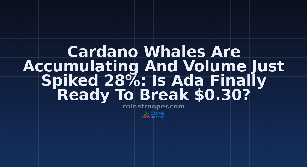 Cardano Whales Are Accumulating And Volume Just Spiked 28%: Is Ada Finally Ready To Break $0.30?