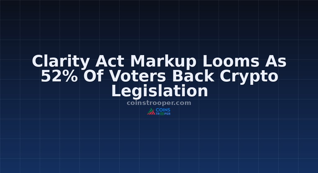 Clarity Act Markup Looms As 52% Of Voters Back Crypto Legislation