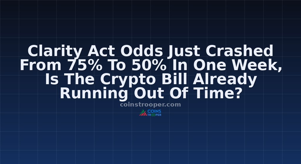 Clarity Act Odds Just Crashed From 75% To 50% In One Week, Is The Crypto Bill Already Running Out Of Time?
