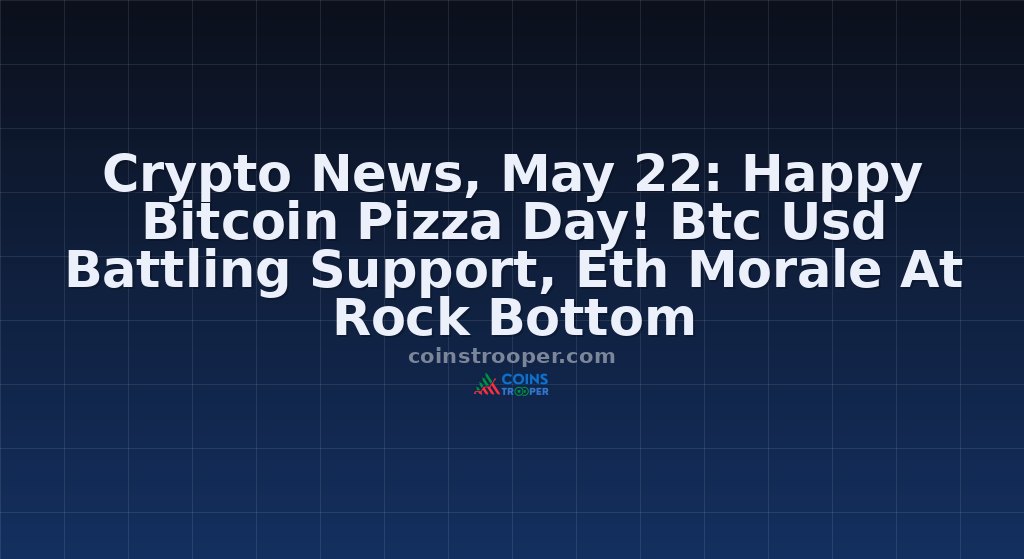 Crypto News, May 22: Happy Bitcoin Pizza Day! Btc Usd Battling Support, Eth Morale At Rock Bottom