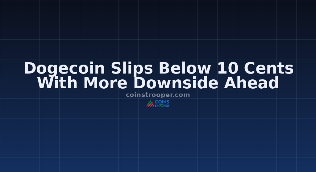 Dogecoin Slips Below 10 Cents With More Downside Ahead