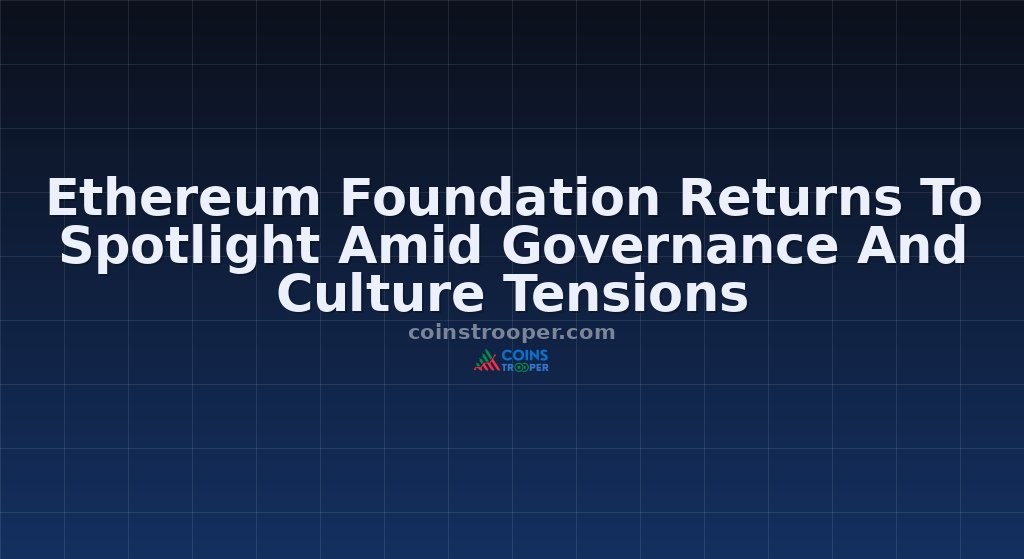Ethereum Foundation Returns To Spotlight Amid Governance And Culture Tensions