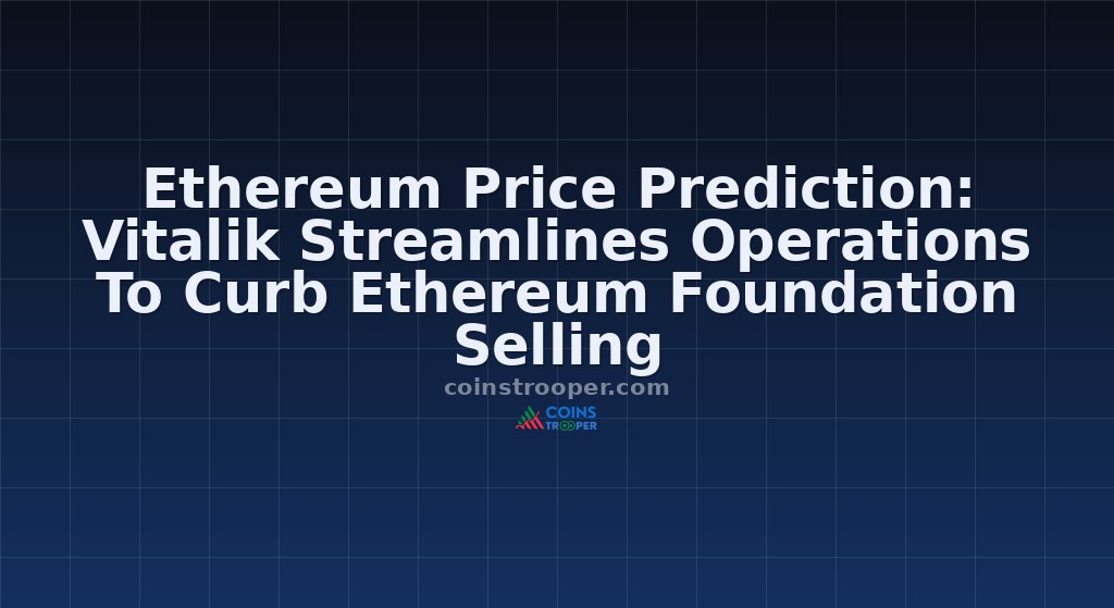 Ethereum Price Prediction: Vitalik Streamlines Operations To Curb Ethereum Foundation Selling
