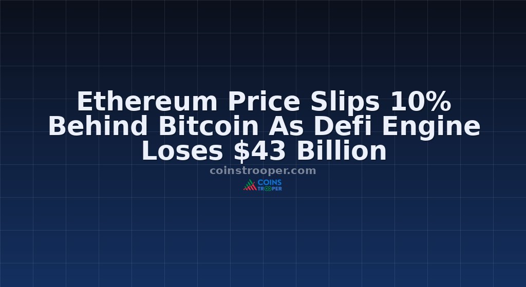 Ethereum Price Slips 10% Behind Bitcoin As Defi Engine Loses $43 Billion