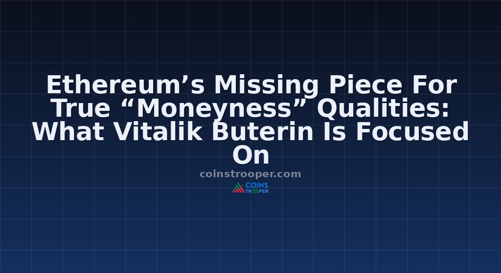 Ethereum’s Missing Piece For True “Moneyness” Qualities: What Vitalik Buterin Is Focused On