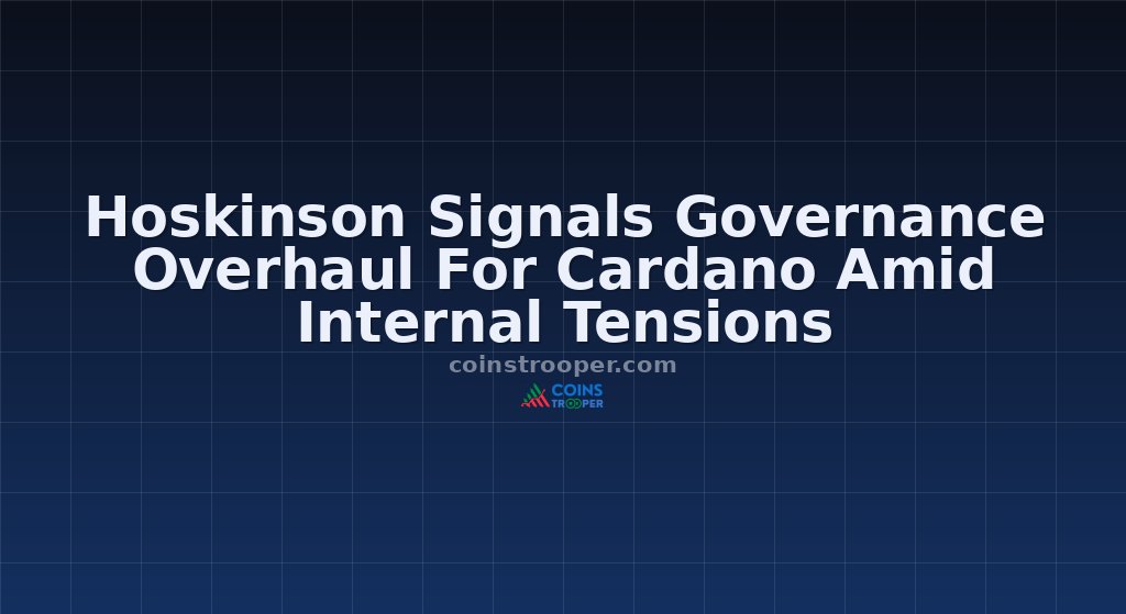 Hoskinson Signals Governance Overhaul For Cardano Amid Internal Tensions