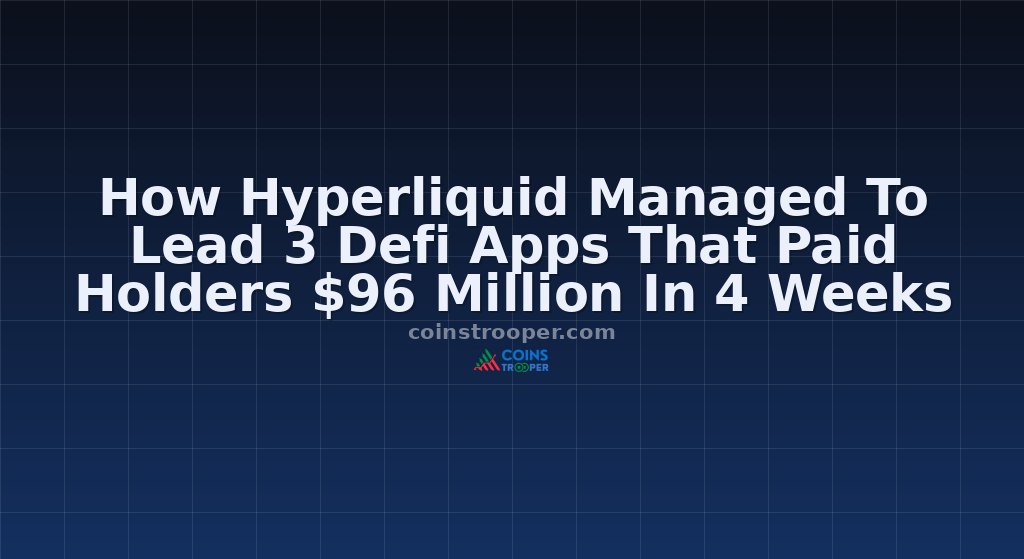 How Hyperliquid Managed To Lead 3 Defi Apps That Paid Holders $96 Million In 4 Weeks