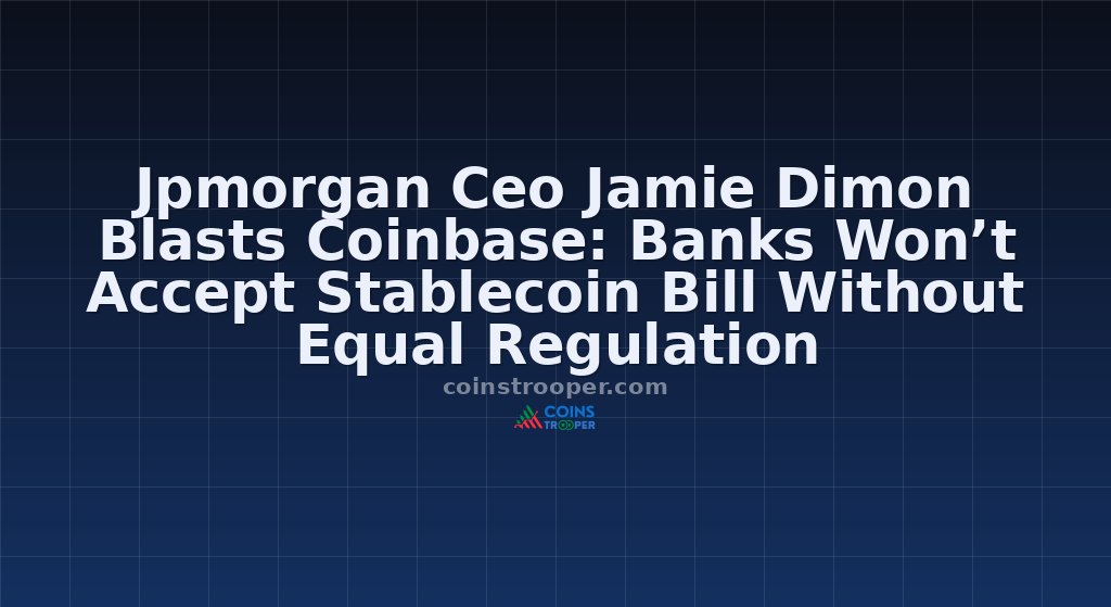 Jpmorgan Ceo Jamie Dimon Blasts Coinbase: Banks Won’t Accept Stablecoin Bill Without Equal Regulation