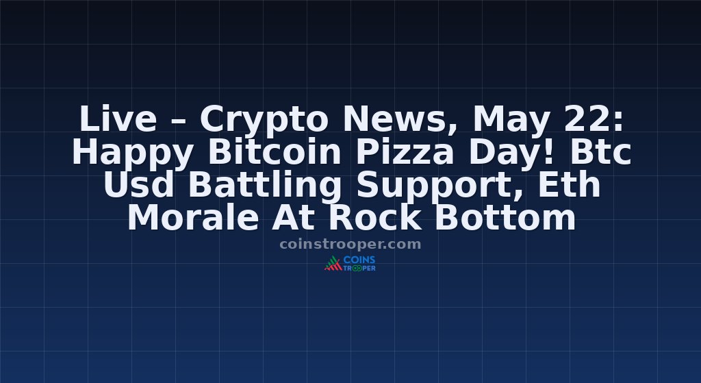 Live – Crypto News, May 22: Happy Bitcoin Pizza Day! Btc Usd Battling Support, Eth Morale At Rock Bottom