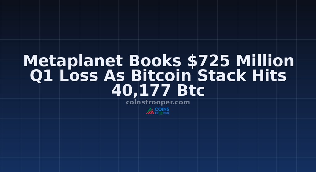 Metaplanet Books $725 Million Q1 Loss As Bitcoin Stack Hits 40,177 Btc