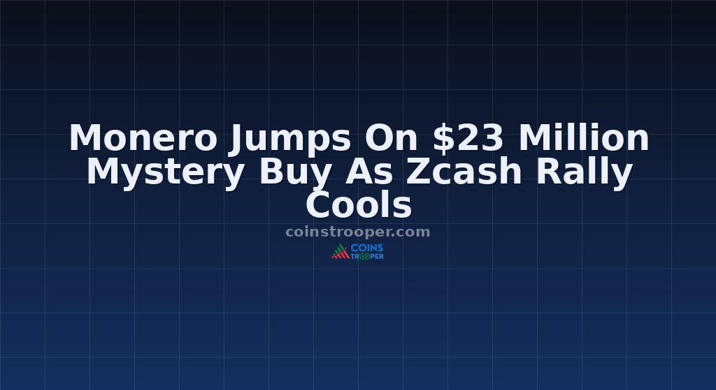 Monero Jumps On $23 Million Mystery Buy As Zcash Rally Cools