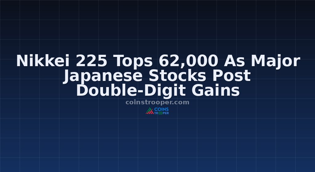 Nikkei 225 Tops 62,000 As Major Japanese Stocks Post Double-Digit Gains