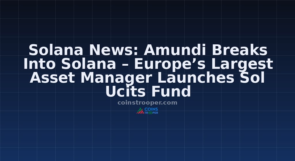 Solana News: Amundi Breaks Into Solana – Europe’s Largest Asset Manager Launches Sol Ucits Fund