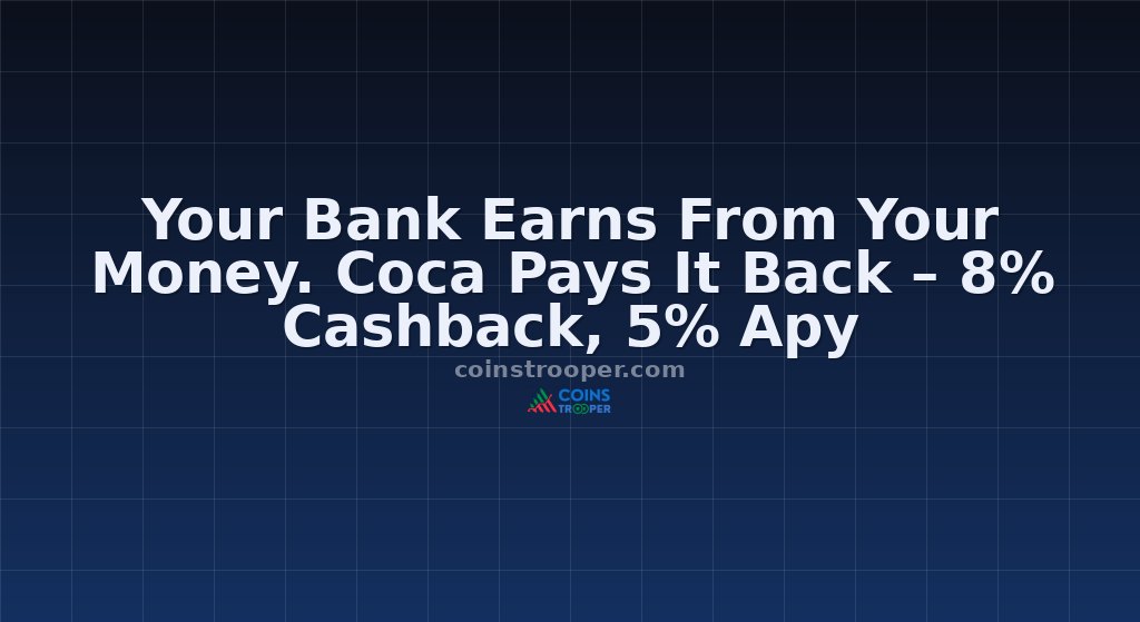 Your Bank Earns From Your Money. Coca Pays It Back – 8% Cashback, 5% Apy