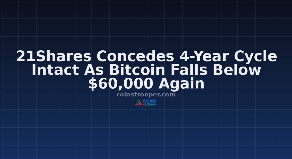 21Shares Concedes 4-Year Cycle Intact As Bitcoin Falls Below $60,000 Again