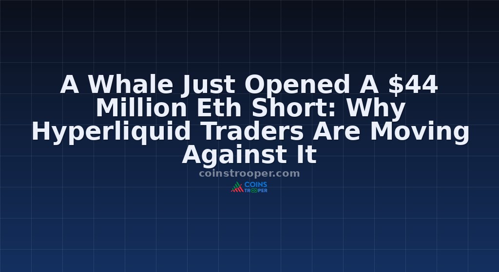A Whale Just Opened A $44 Million Eth Short: Why Hyperliquid Traders Are Moving Against It