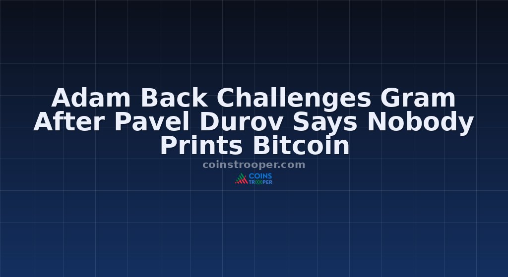 Adam Back Challenges Gram After Pavel Durov Says Nobody Prints Bitcoin