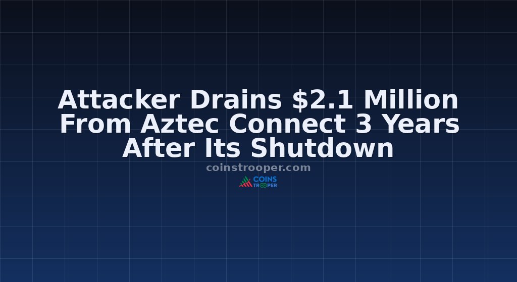 Attacker Drains $2.1 Million From Aztec Connect 3 Years After Its Shutdown