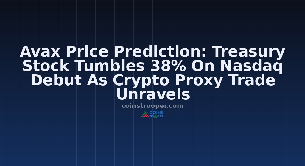 Avax Price Prediction: Treasury Stock Tumbles 38% On Nasdaq Debut As Crypto Proxy Trade Unravels