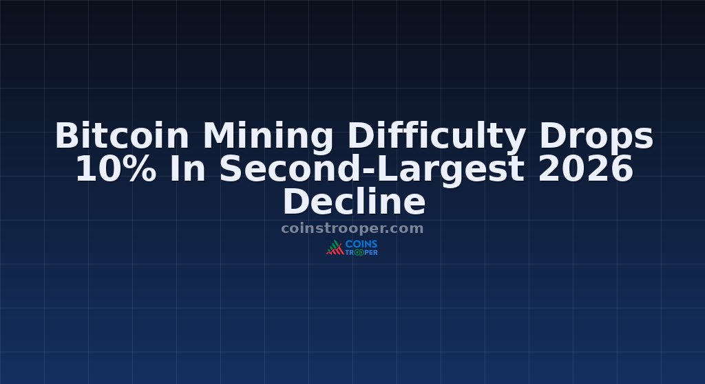 Bitcoin Mining Difficulty Drops 10% In Second-Largest 2026 Decline