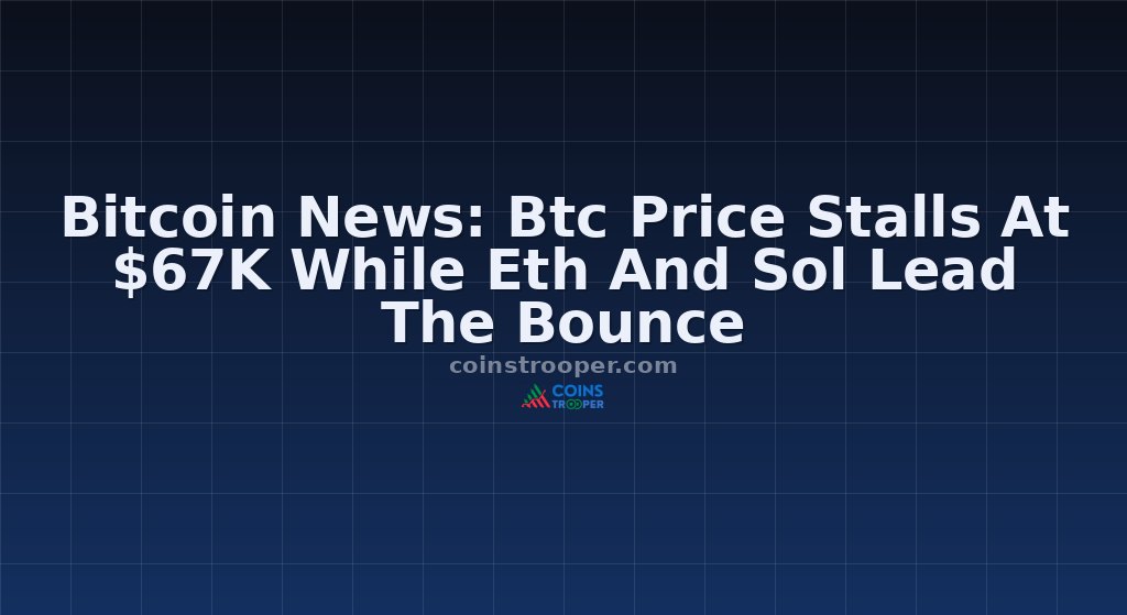 Bitcoin News: Btc Price Stalls At $67K While Eth And Sol Lead The Bounce