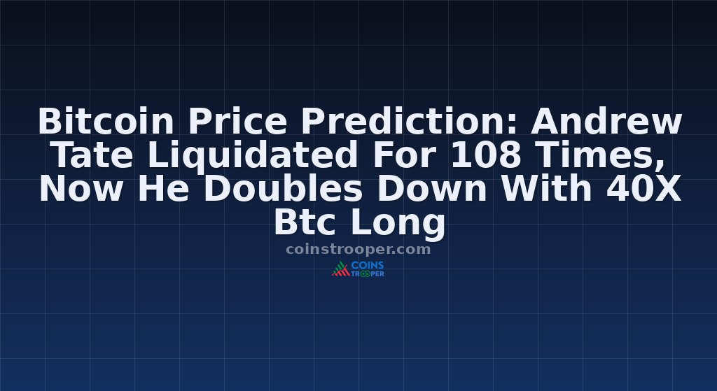 Bitcoin Price Prediction: Andrew Tate Liquidated For 108 Times, Now He Doubles Down With 40X Btc Long