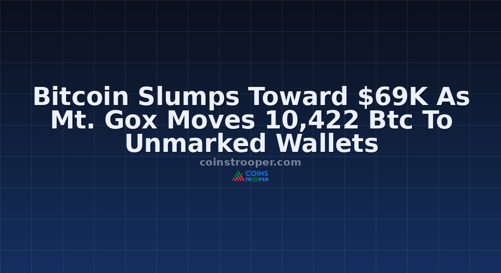 Bitcoin Slumps Toward $69K As Mt. Gox Moves 10,422 Btc To Unmarked Wallets
