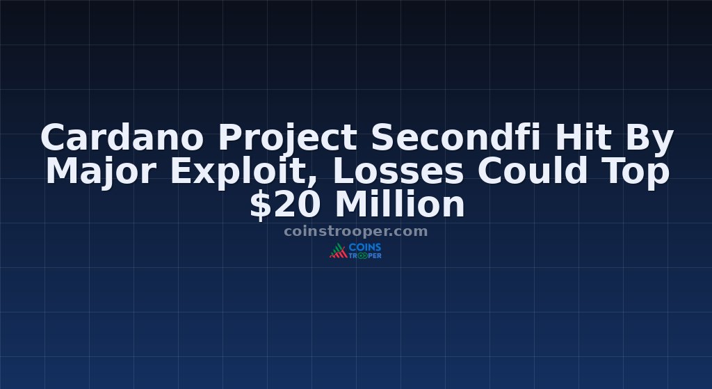 Cardano Project Secondfi Hit By Major Exploit, Losses Could Top $20 Million