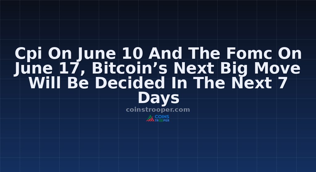Cpi On June 10 And The Fomc On June 17, Bitcoin’s Next Big Move Will Be Decided In The Next 7 Days