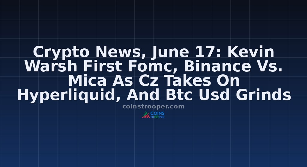 Crypto News, June 17: Kevin Warsh First Fomc, Binance Vs. Mica As Cz Takes On Hyperliquid, And Btc Usd Grinds Sideways