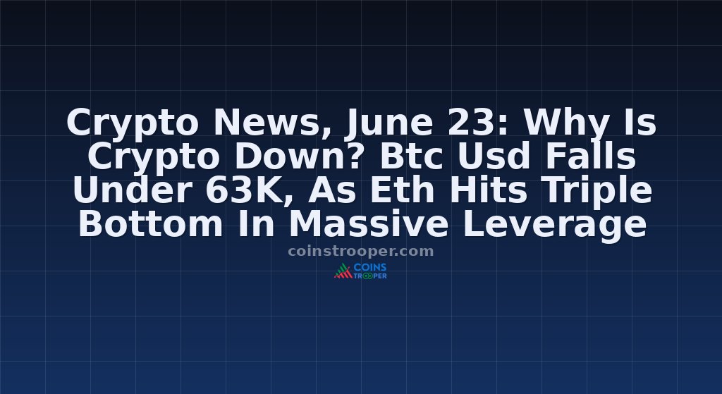 Crypto News, June 23: Why Is Crypto Down? Btc Usd Falls Under 63K, As Eth Hits Triple Bottom In Massive Leverage Flush