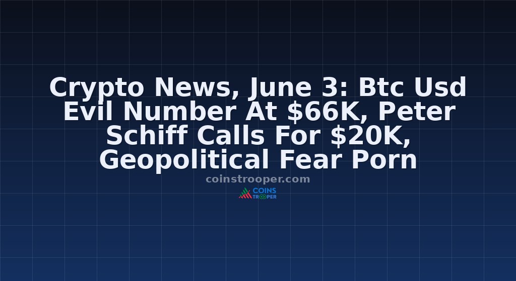 Crypto News, June 3: Btc Usd Evil Number At $66K, Peter Schiff Calls For $20K, Geopolitical Fear Porn Everywhere