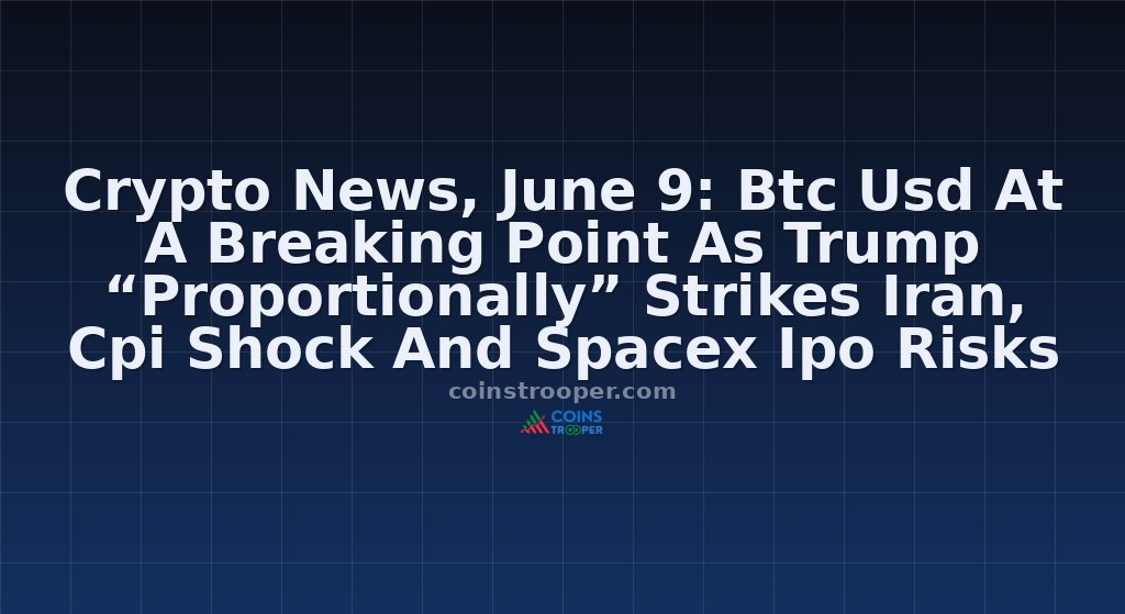 Crypto News, June 9: Btc Usd At A Breaking Point As Trump “Proportionally” Strikes Iran, Cpi Shock And Spacex Ipo Risks Mount