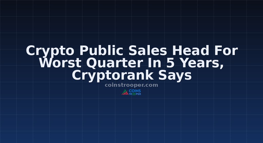 Crypto Public Sales Head For Worst Quarter In 5 Years, Cryptorank Says