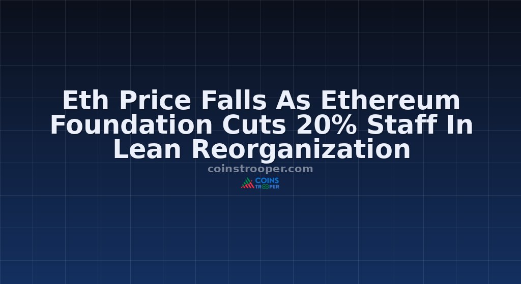Eth Price Falls As Ethereum Foundation Cuts 20% Staff In Lean Reorganization