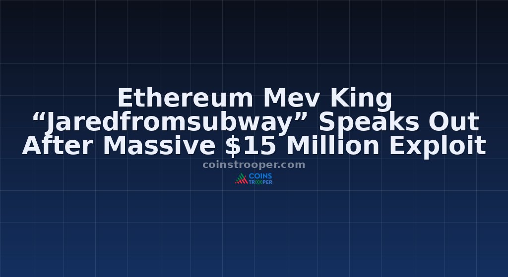 Ethereum Mev King “Jaredfromsubway” Speaks Out After Massive $15 Million Exploit