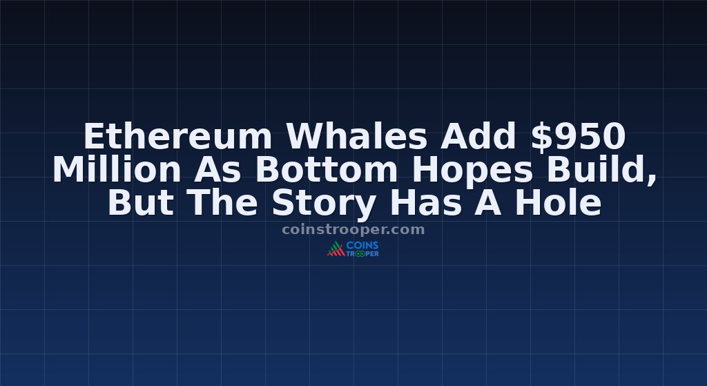 Ethereum Whales Add $950 Million As Bottom Hopes Build, But The Story Has A Hole