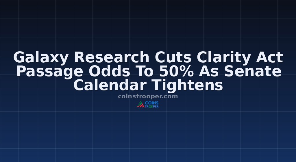Galaxy Research Cuts Clarity Act Passage Odds To 50% As Senate Calendar Tightens