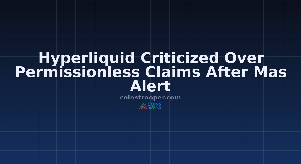 Hyperliquid Criticized Over Permissionless Claims After Mas Alert