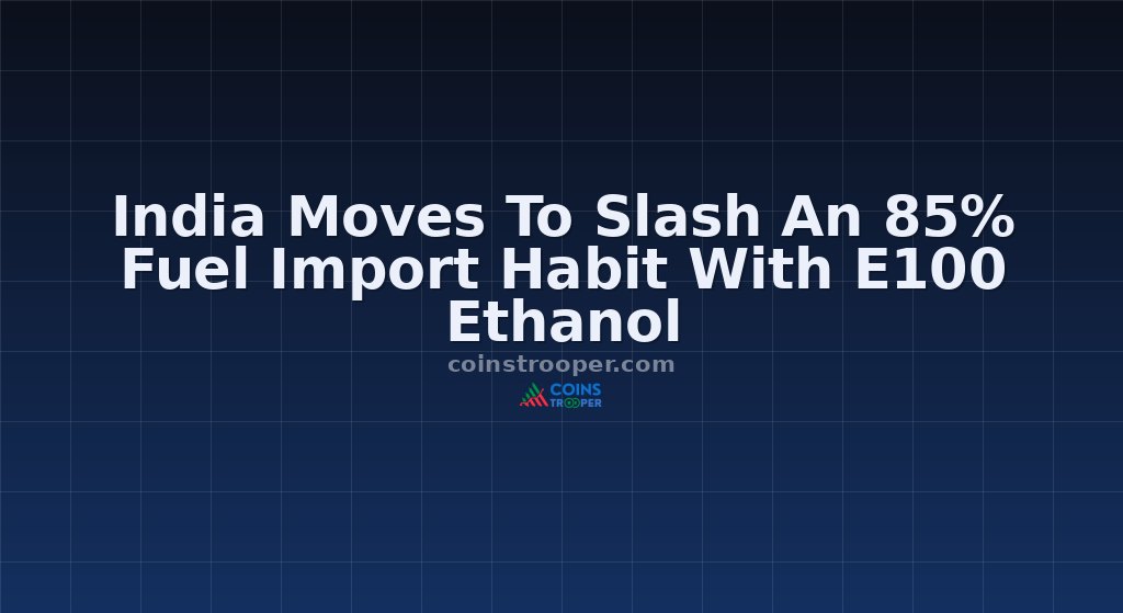 India Moves To Slash An 85% Fuel Import Habit With E100 Ethanol
