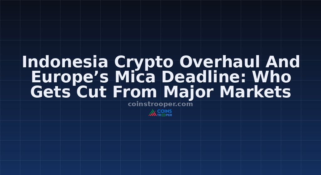 Indonesia Crypto Overhaul And Europe’s Mica Deadline: Who Gets Cut From Major Markets