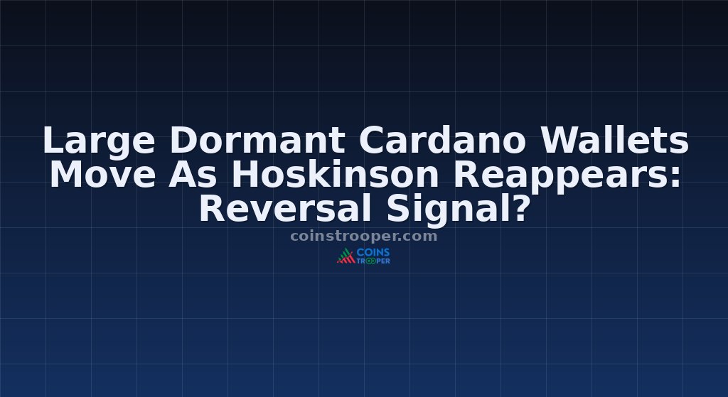 Large Dormant Cardano Wallets Move As Hoskinson Reappears: Reversal Signal?