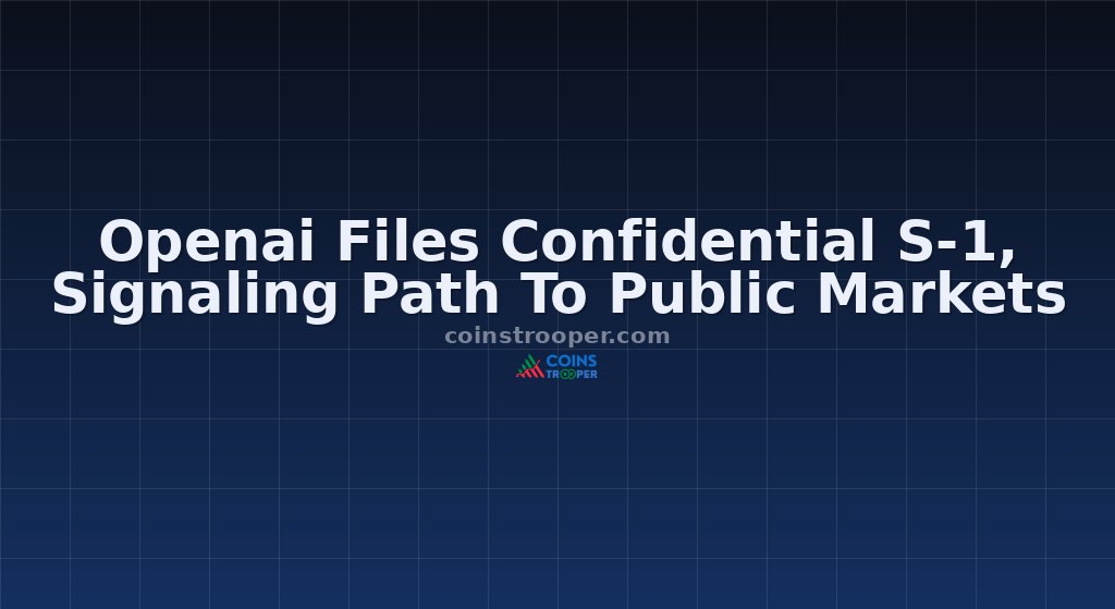 Openai Files Confidential S-1, Signaling Path To Public Markets