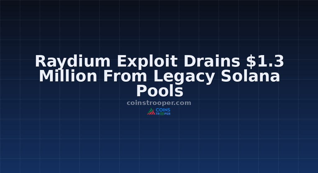 Raydium Exploit Drains $1.3 Million From Legacy Solana Pools