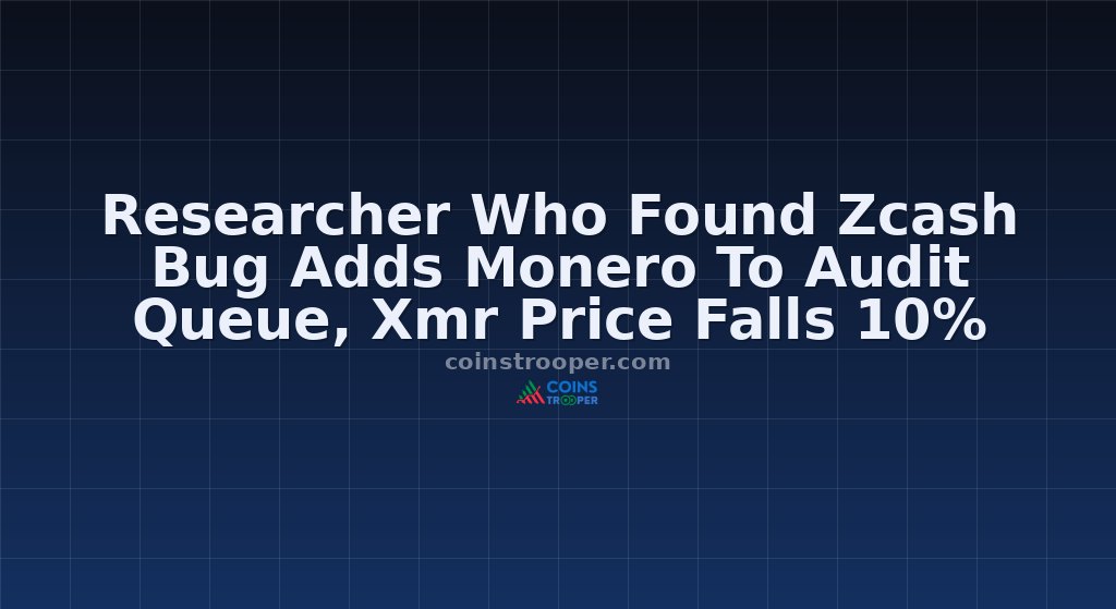 Researcher Who Found Zcash Bug Adds Monero To Audit Queue, Xmr Price Falls 10%