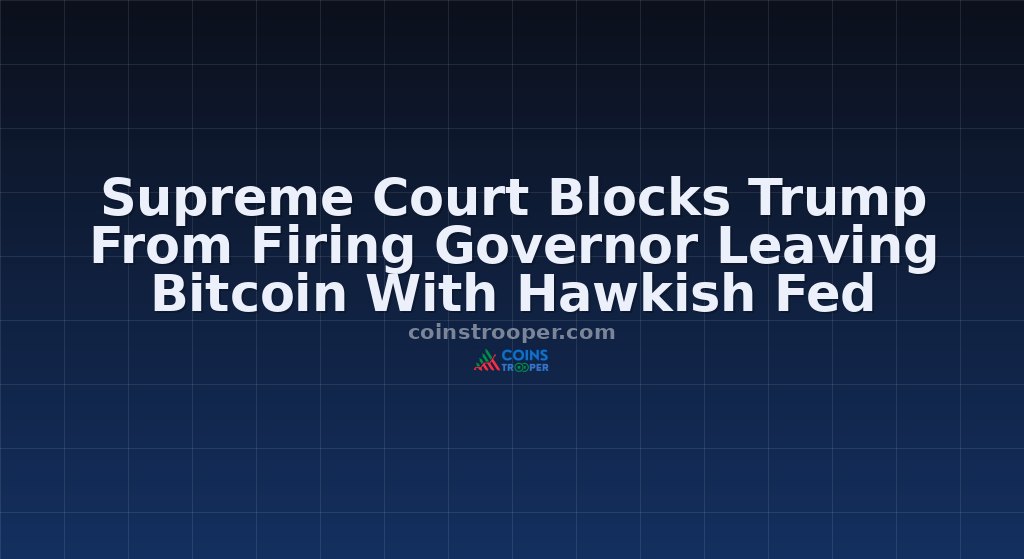 Supreme Court Blocks Trump From Firing Governor Leaving Bitcoin With Hawkish Fed