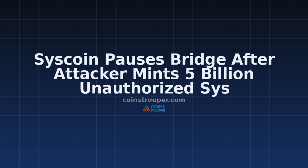 Syscoin Pauses Bridge After Attacker Mints 5 Billion Unauthorized Sys