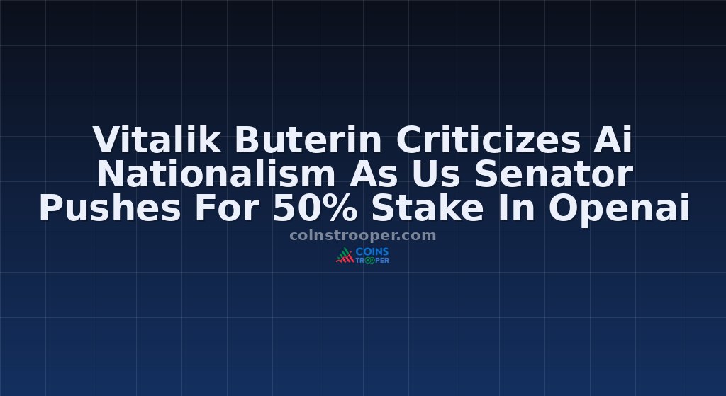Vitalik Buterin Criticizes Ai Nationalism As Us Senator Pushes For 50% Stake In Openai